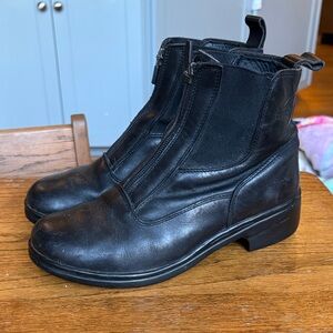 Dansko Black Leather Zip Front Paddock Boots